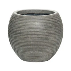 HousePlants Shop 35 Abby Ball Plant Pot - Ridged Dark Grey