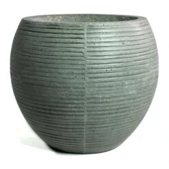 Abby Ball Plant Pot - Ridged Dark Grey -HousePlants Shop Abby Ball Plant Pot Ridged Dark Grey 23cm New