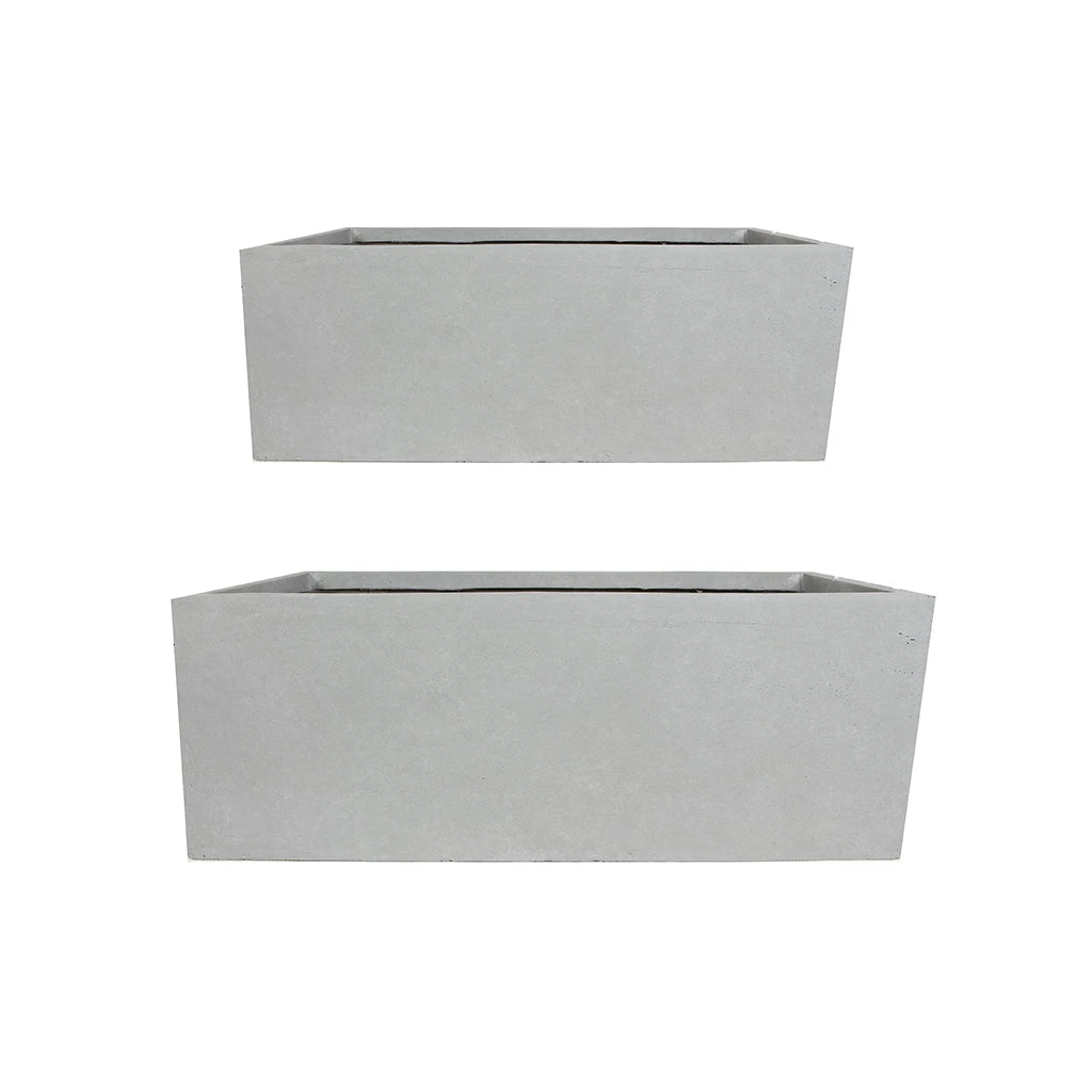 Amfa Trough Planters - Set Of 2 - Grey 3 Amfa Trough Planters - Set Of 2 - Grey