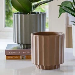 Bourton Scalloped Plant Pot - Clay -HousePlants Shop Bourton Scalloped Plant Pot Clay 16 x 16cm