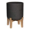 Charlie Plant Pot - Low Stand - Black Washed -HousePlants Shop Charlie Plant Pot Low Stand Black Washed
