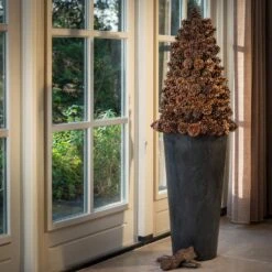 Claire Artstone Tall Planter - Black -HousePlants Shop Claire Artstone Tall Planter Black 2