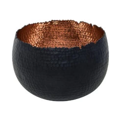 Hammered Bowl - Black With Copper -HousePlants Shop Hammered Bowl Black Copper19