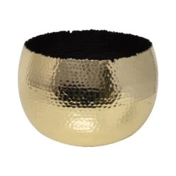 Hammered Bowl - Gold With Black -HousePlants Shop Hammered Bowl Gold Black19cm