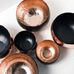 Hammered Bowl - Black With Copper -HousePlants Shop Hammered Bowls Copper Black LS1