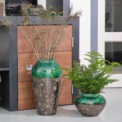 Lindy Bottle Plant Vase - Black Green -HousePlants Shop Lindy Bottle Plant Vase Jar Black Green LS2
