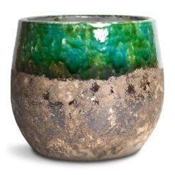 Lindy Plant Pot - Black Green -HousePlants Shop Lindy Plant Pot Black Green 23x20cm