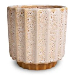 Lugano Scalloped Plant Pot - Mustard -HousePlants Shop Lugano Scalloped Plant Pot Mustard 13x13cm