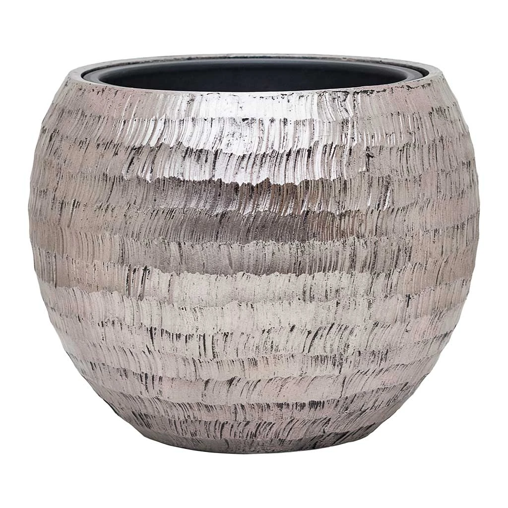 Opus Hammered Globe Planter - Silver 3 Opus Hammered Globe Planter - Silver