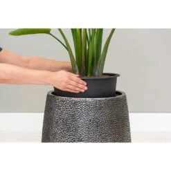 Opus Hit Darcy Planter - Silver -HousePlants Shop Opus Hit Darcy Planter Silver Lifestyle Close