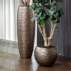 Opus Hammered Globe Planter - Gold 24 Opus Hammered Globe Planter - Gold -HousePlants Shop OpusHammeredPartnerPlanter Gold 3