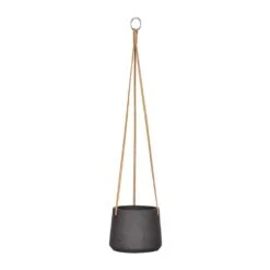 Patt Hanging Plant Pot - Black Washed 19 Patt Hanging Plant Pot - Black Washed -HousePlants Shop Patt Hanging Plant Pot Black Washed Small
