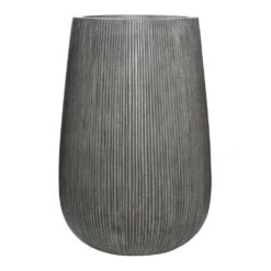 Patt High Plant Vase - Ridged Dark Grey -HousePlants Shop Patt High Plant Vase Ridged Dark Grey 44x66cm Recovered