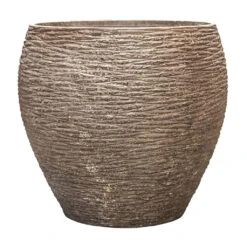 Polystone Coated Ribbed Balloon Planter - Rock -HousePlants Shop Polystone Coated Ribbed Balloon Planter Rock 80x73cm