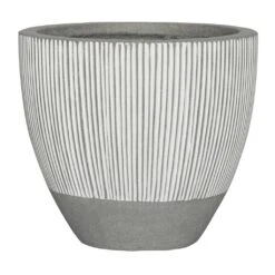 Jesslyn Plant Pot - Ridged White Stripe -HousePlants Shop Ridged Jesslyn Plant Pot White Stripe 45x35cm