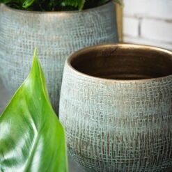 Ryan Plant Pot - Blue Gold -HousePlants Shop RyanPlantPot BlueGold 3 min