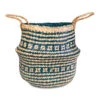 Seagrass Tribal Basket - Teal Lined 1 Seagrass Tribal Basket - Teal Lined -HousePlants Shop Seagrass Tribal Basket Teal Lined 30x25cm