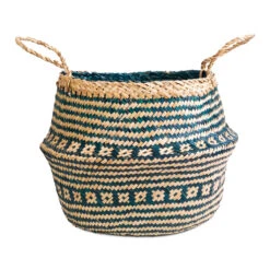 Seagrass Tribal Basket - Teal Lined -HousePlants Shop Seagrass Tribal Basket Teal Lined 35x30cm 3cf5f690 4217 4ad6 a179 90ce7ac4aefb