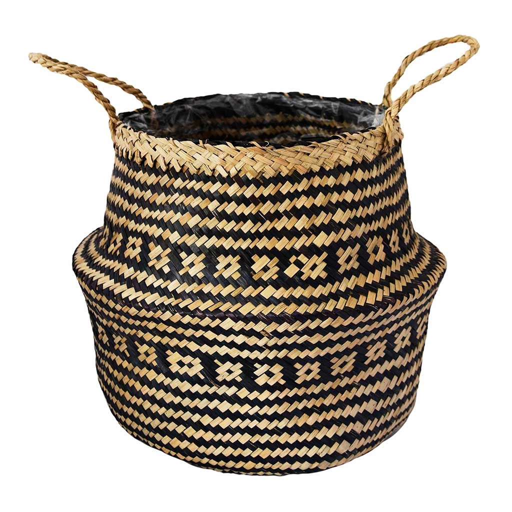 Seagrass Tribal Basket - Black Lined 5 Seagrass Tribal Basket - Black Lined - Image 3